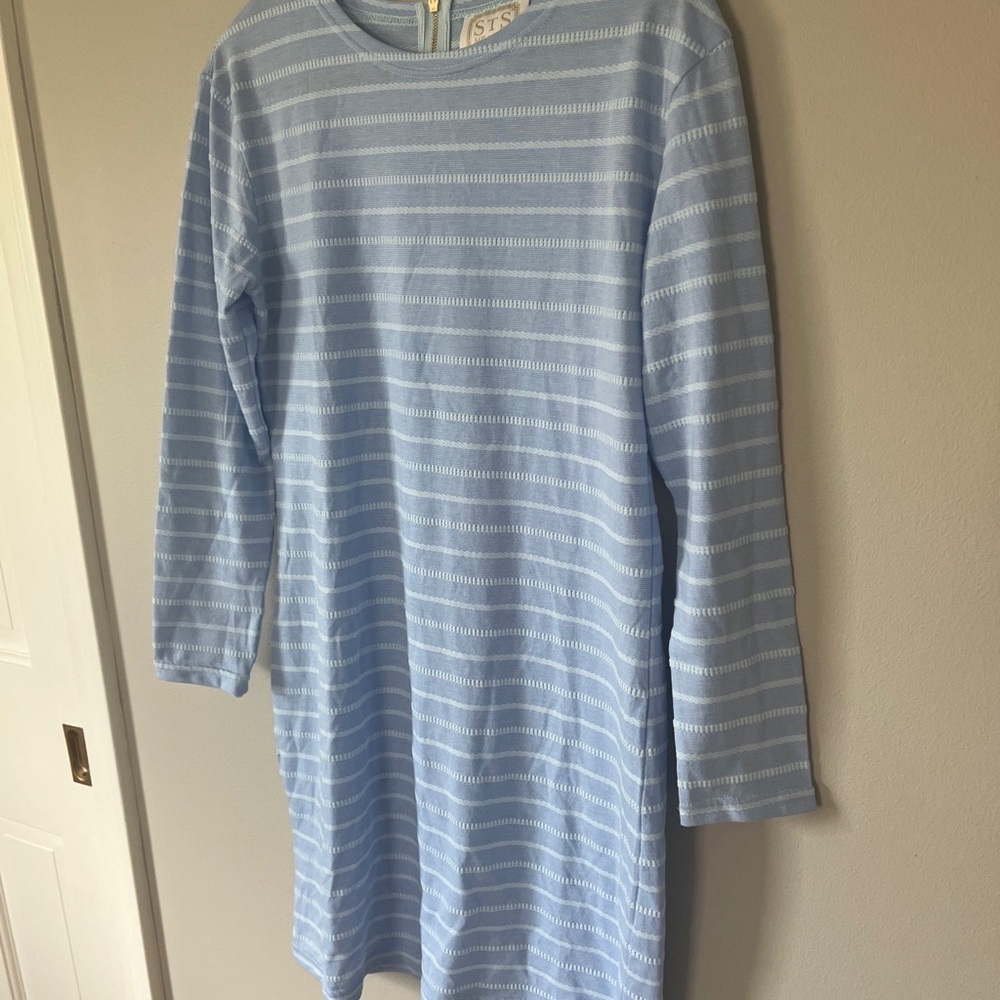 STS Sail To Sable Dress Baby Blue White Striped Tee Cotton Stretch Cruise Wear